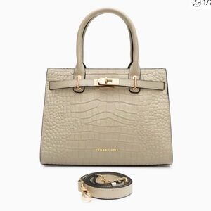 Verano Hill Taupe Croc-Embossed Satchel